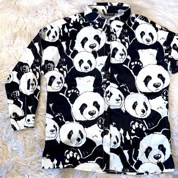SHEIN Tops - 🌿[ Shein ] Panda Bear Button Up Blouse